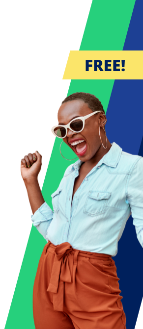 a woman wearing sunglasses making an excited expression