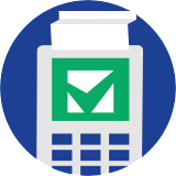 icon of a payment terminal printing a receipt